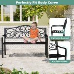 Black 127CM Outdoor Garden Bench with Armrests