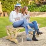 Rustic Wooden Wheel Bench for Garden Seating
