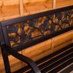 3-Seater Steel Garden Bench in Rose Style