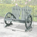 Garden Bench Loveseat with Wheel-Shaped Armrests