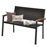 Stackable PE Wicker Garden Loveseat Bench