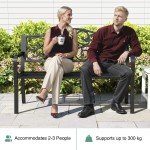 Black 127CM Outdoor Garden Bench with Armrests