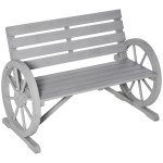 Grey 2-Seater Garden Bench with Wooden Cart