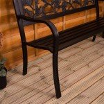 3-Seater Steel Garden Bench in Rose Style