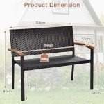 Stackable PE Wicker Garden Loveseat Bench