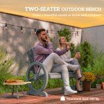 Garden Bench Loveseat with Wheel-Shaped Armrests
