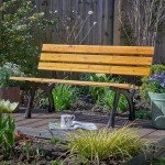 Metal Frame Garden Bench with Wooden Seats for 2