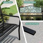 Black 127CM Outdoor Garden Bench with Armrests