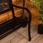 3-Seater Steel Garden Bench in Rose Style