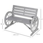 Grey 2-Seater Garden Bench with Wooden Cart
