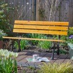 Metal Frame Garden Bench with Wooden Seats for 2