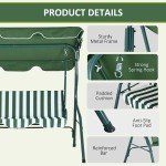 3-Person Metal Swing Chair with Adjustable Canopy
