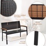 Stackable PE Wicker Garden Loveseat Bench