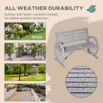 Grey 2-Seater Garden Bench with Wooden Cart