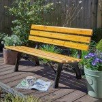 Metal Frame Garden Bench with Wooden Seats for 2