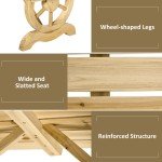 Rustic Wooden Wheel Bench for Garden Seating