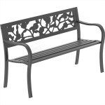 3-Seater Steel Garden Bench in Rose Style