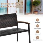Stackable PE Wicker Garden Loveseat Bench