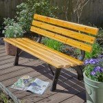 Metal Frame Garden Bench with Wooden Seats for 2