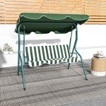 3-Person Metal Swing Chair with Adjustable Canopy