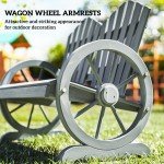 Garden Bench Loveseat with Wheel-Shaped Armrests