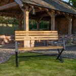 Kendal Metal and Wood 2-Person Patio Bench