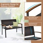 Stackable PE Wicker Garden Loveseat Bench