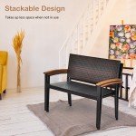 Stackable PE Wicker Garden Loveseat Bench
