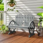 Garden Bench Loveseat with Wheel-Shaped Armrests