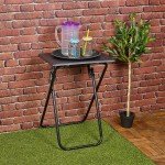 Folding Metal Patio Side Table for Indoor/Outdoor