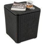 Black Outdoor Resin Storage Side Table 43L