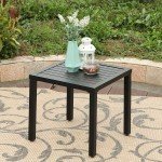 PHI VILLA Outdoor Metal Side Table for Patio