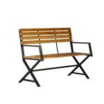 Kendal Metal and Wood 2-Person Patio Bench