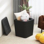 Black Outdoor Resin Storage Side Table 43L