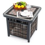 Outdoor PE Rattan Square Side Table – 55cm