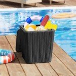 Black Outdoor Resin Storage Side Table 43L
