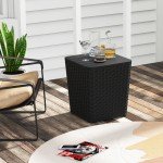 Black Outdoor Resin Storage Side Table 43L