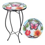 Mosaic Design Round Glass Iron Patio Coffee Table