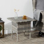 Modern Mixed Grey Rattan Outdoor Coffee Table