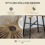 Beige Rattan Side Table with Glass Top