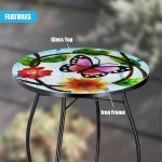 Mosaic Design Round Glass Iron Patio Coffee Table