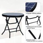 Mosaic Design Round Glass Outdoor Patio Table