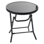 Compact Folding Glass Side Table for Outdoor Use