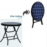 Mosaic Design Round Glass Outdoor Patio Table
