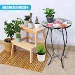Mosaic Design Round Glass Iron Patio Coffee Table
