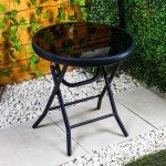 Compact Folding Glass Side Table for Outdoor Use