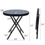 Mosaic Design Round Glass Outdoor Patio Table