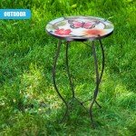 Mosaic Design Round Glass Iron Patio Coffee Table