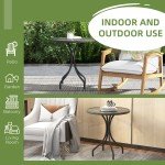 Outsunny Grey Round Outdoor Garden Side Table