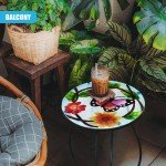 Mosaic Design Round Glass Iron Patio Coffee Table